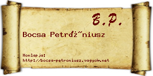 Bocsa Petróniusz névjegykártya